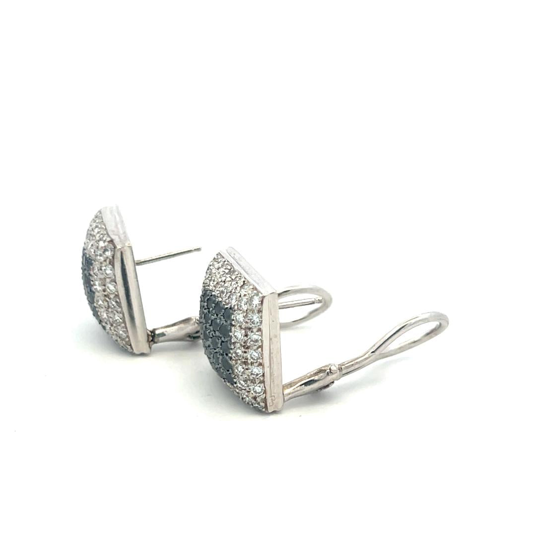 1.65ct Round Brilliant & 1.00ct Black Diamond Clip-On Earrings in 18K White Gold