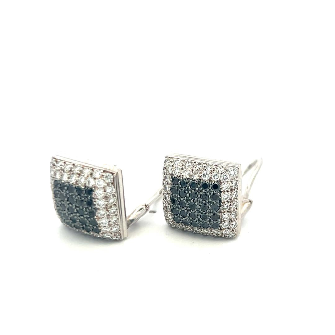 1.65ct Round Brilliant & 1.00ct Black Diamond Clip-On Earrings in 18K White Gold