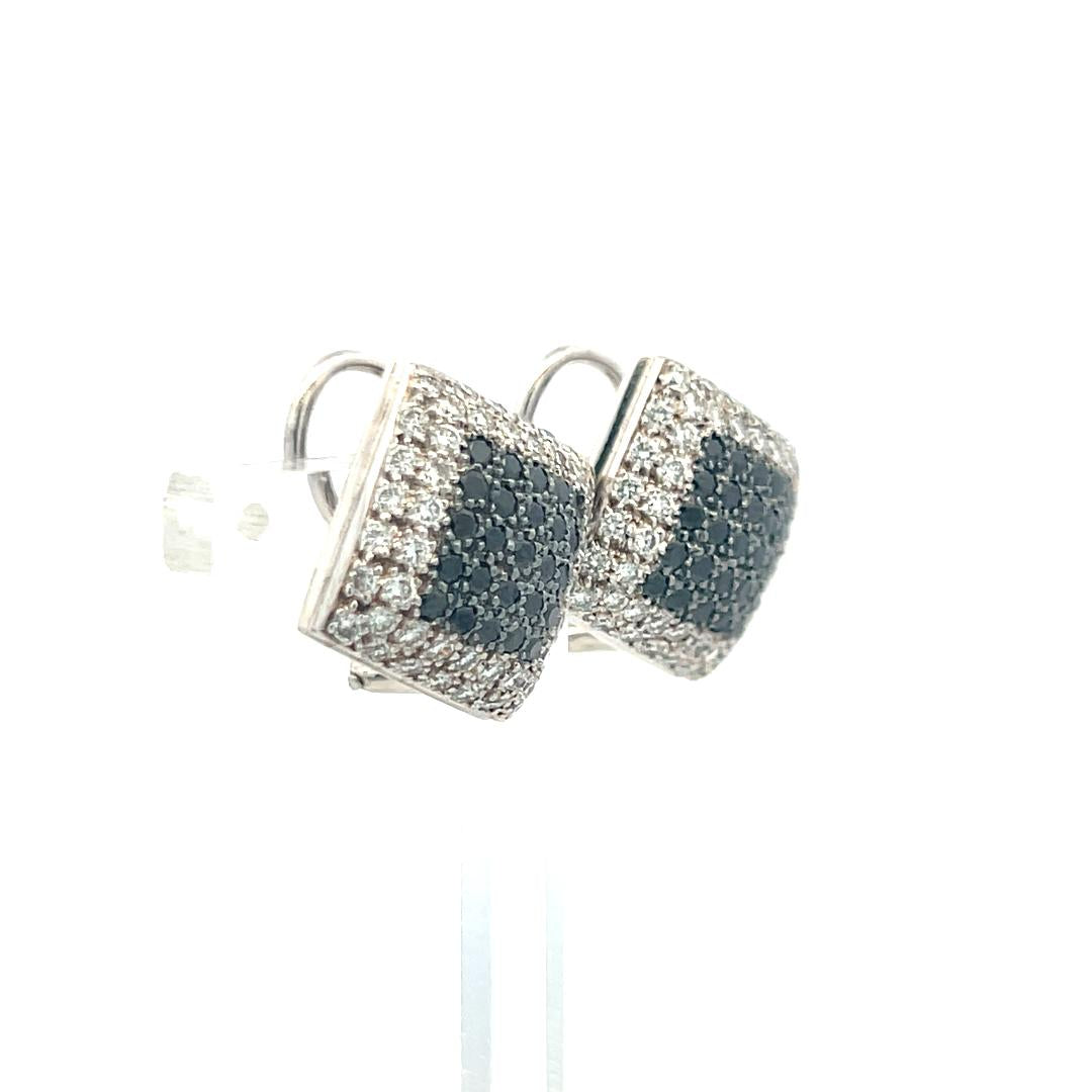 1.65ct Round Brilliant & 1.00ct Black Diamond Clip-On Earrings in 18K White Gold