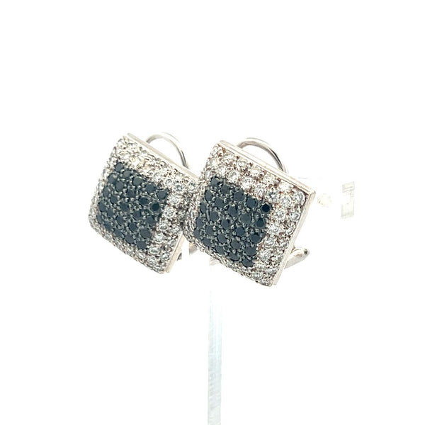 1.65ct Round Brilliant & 1.00ct Black Diamond Clip-On Earrings in 18K White Gold