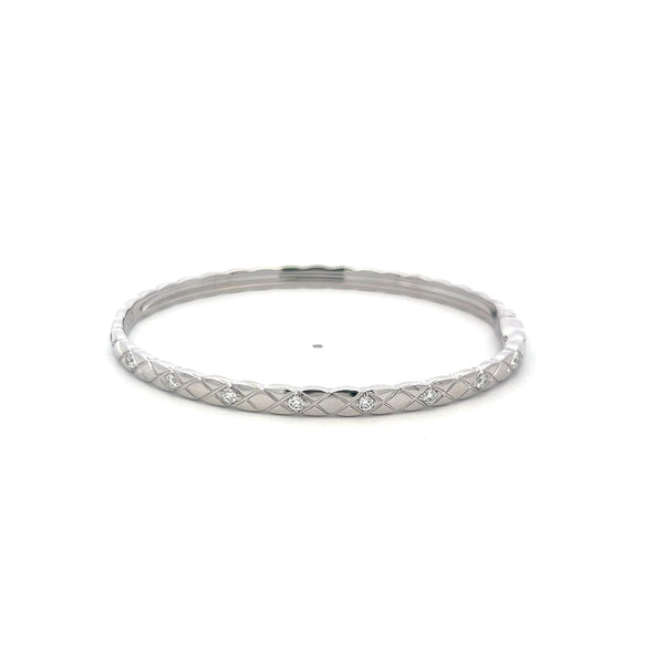 Chanel 0.45ct Round Brilliant Diamond Bangle Bracelet in 18K White Gold