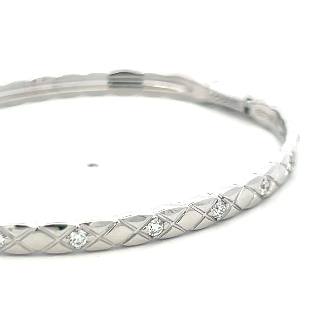Chanel 0.45ct Round Brilliant Diamond Bangle Bracelet in 18K White Gold