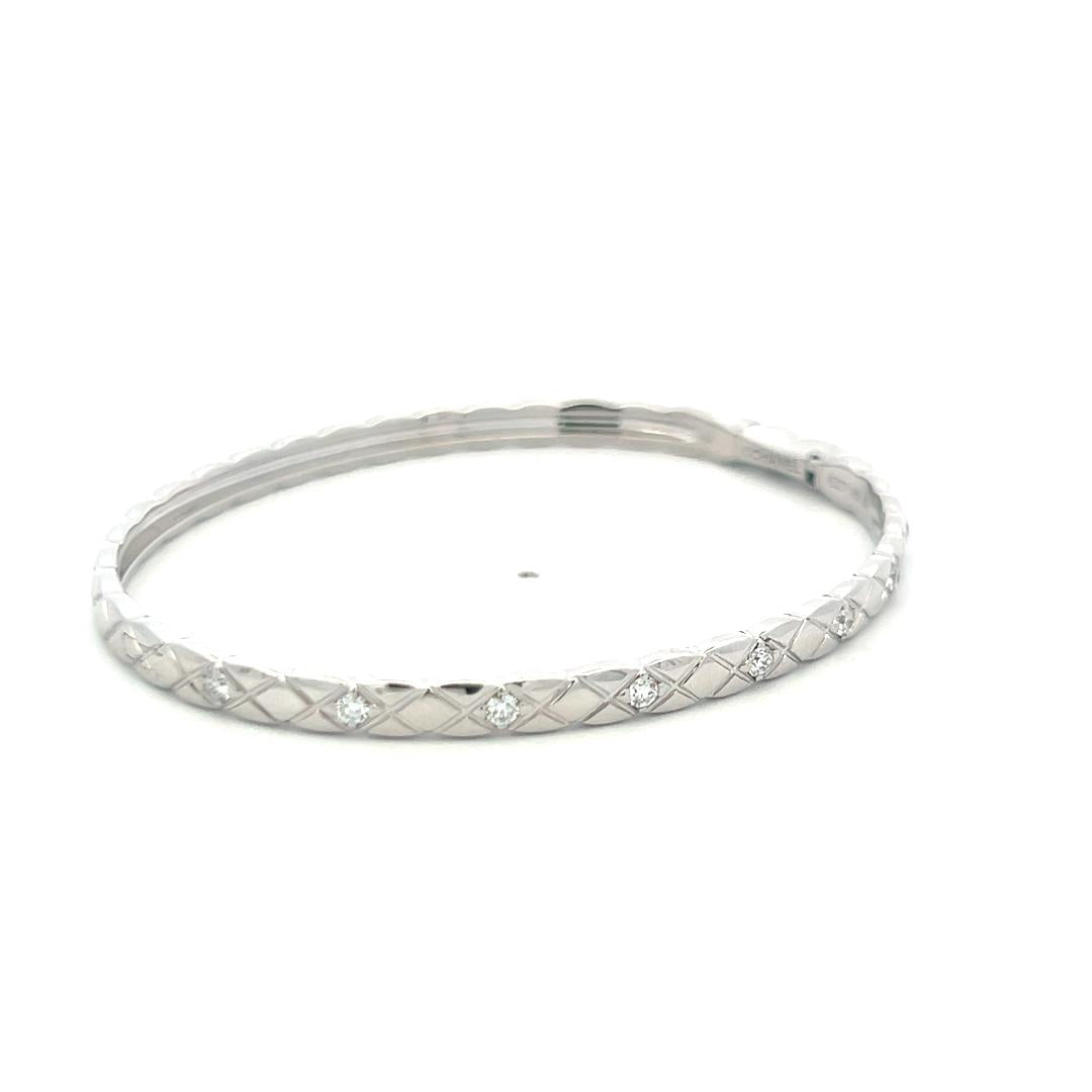 Chanel 0.45ct Round Brilliant Diamond Bangle Bracelet in 18K White Gold