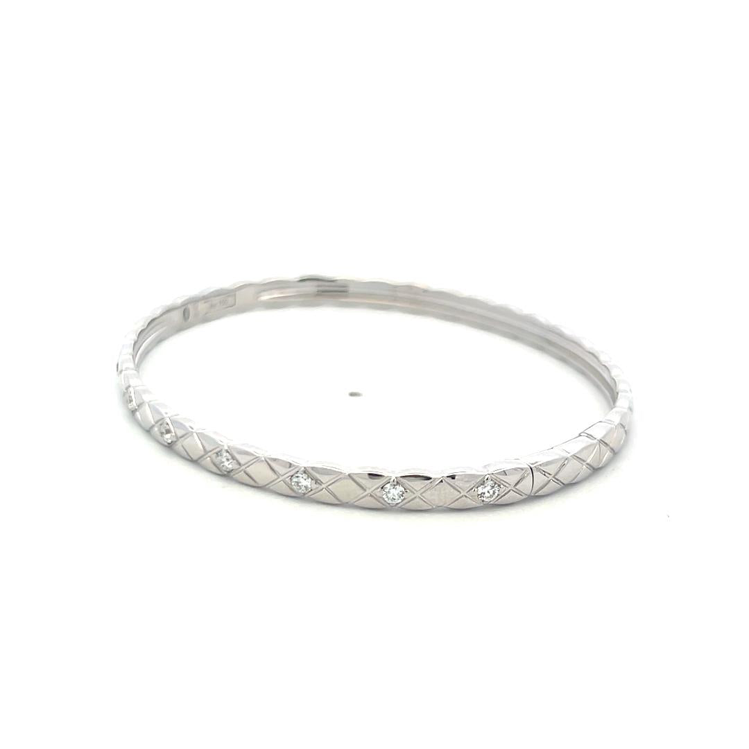 Chanel 0.45ct Round Brilliant Diamond Bangle Bracelet in 18K White Gold