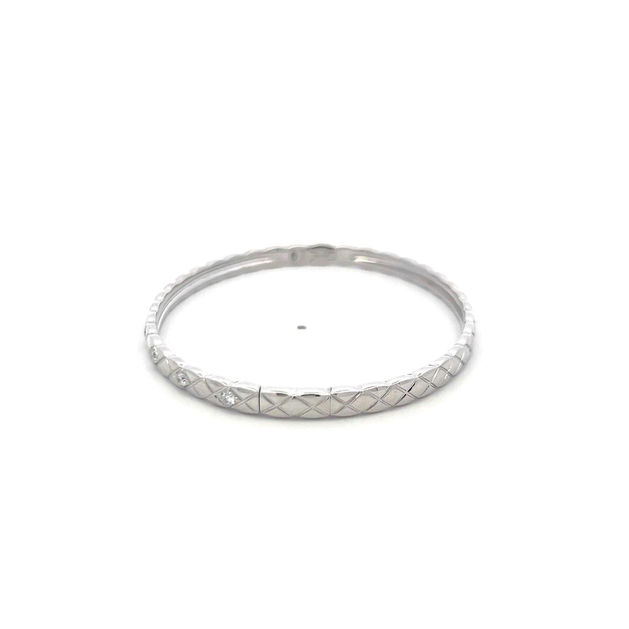 Chanel 0.45ct Round Brilliant Diamond Bangle Bracelet in 18K White Gold