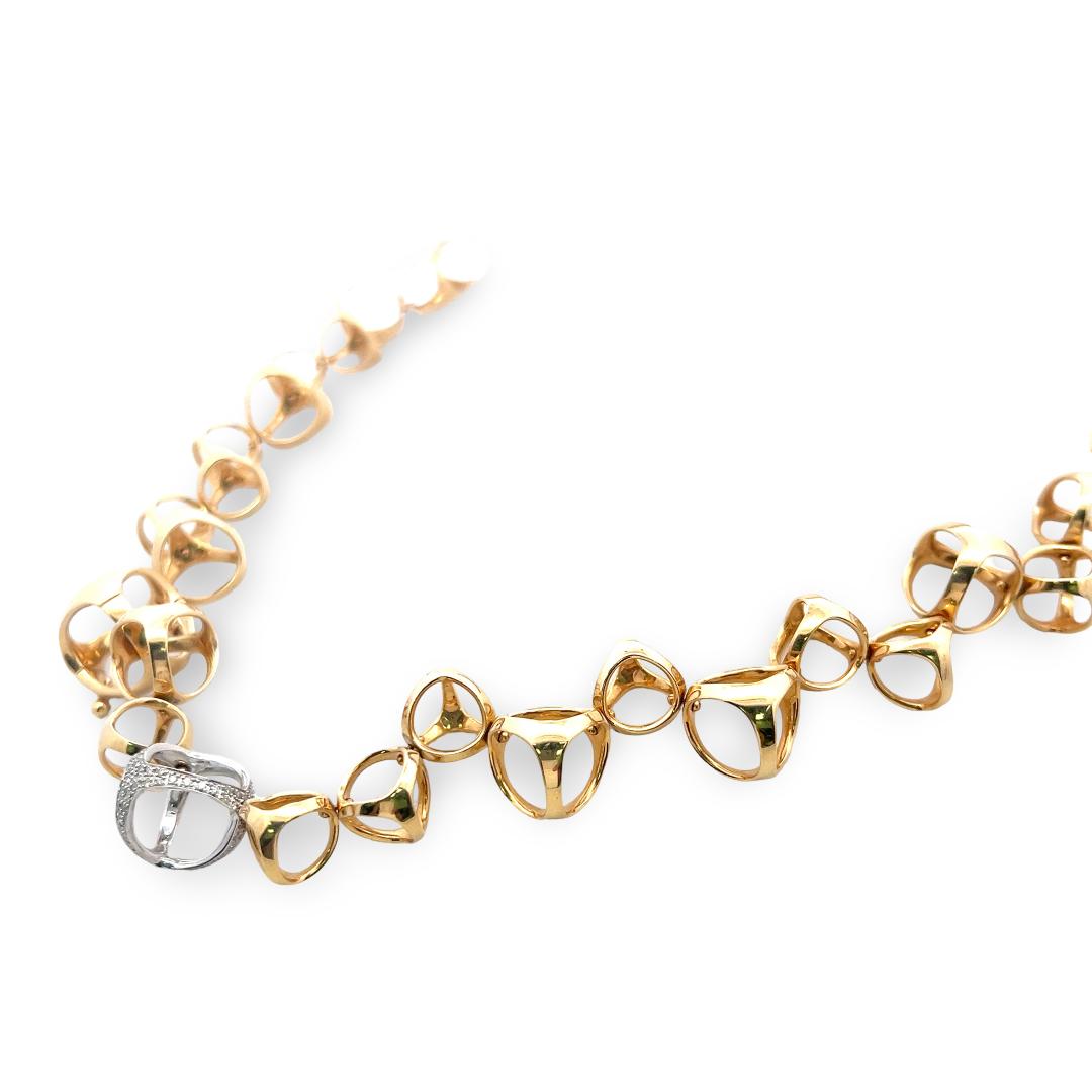 Di Modolo 18K Two-Tone Gold Link Necklace & Earrings  0.6ct Round H SI1 Diamonds