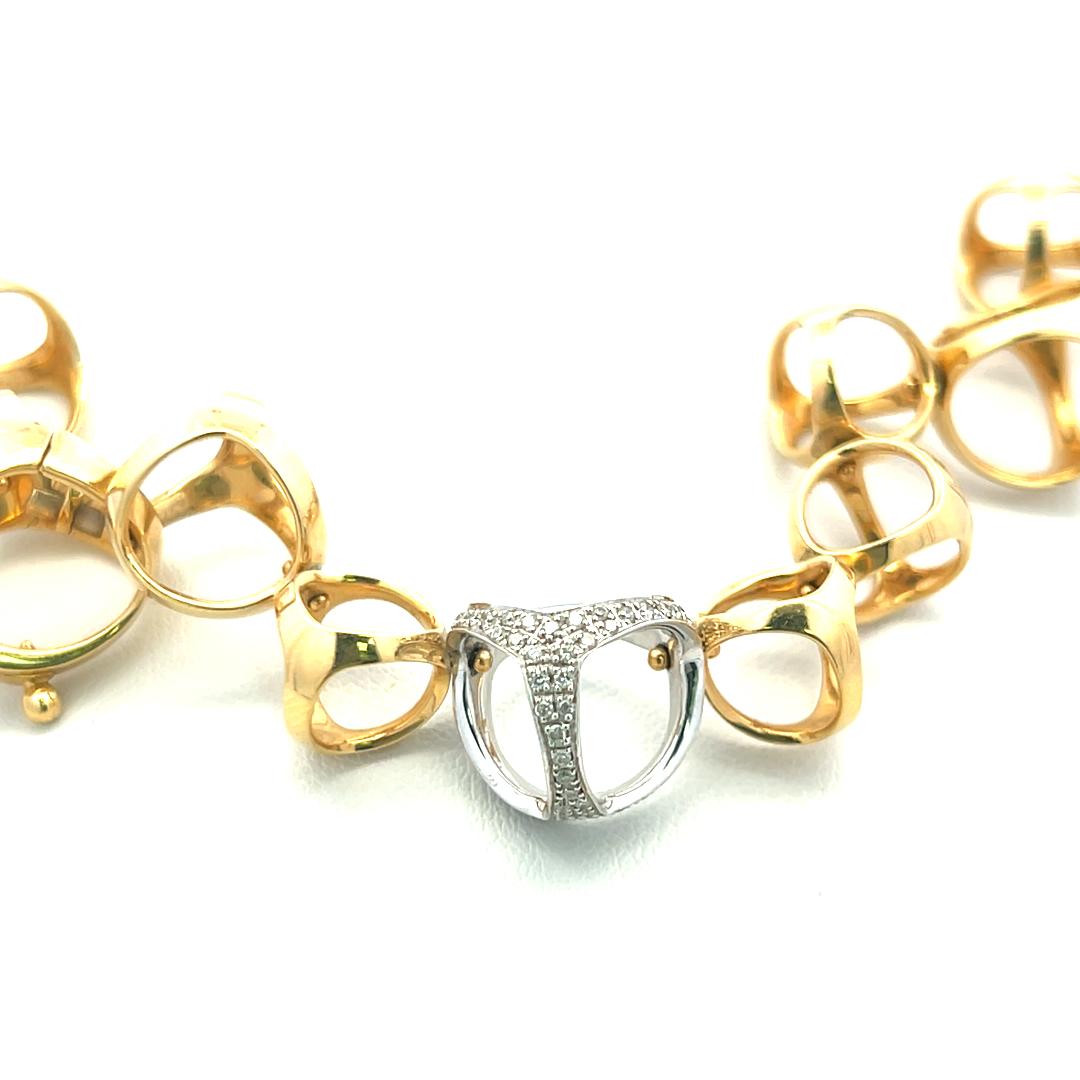 Di Modolo 18K Two-Tone Gold Link Necklace & Earrings  0.6ct Round H SI1 Diamonds