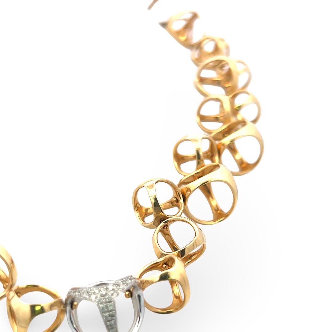 Di Modolo 18K Two-Tone Gold Link Necklace & Earrings  0.6ct Round H SI1 Diamonds