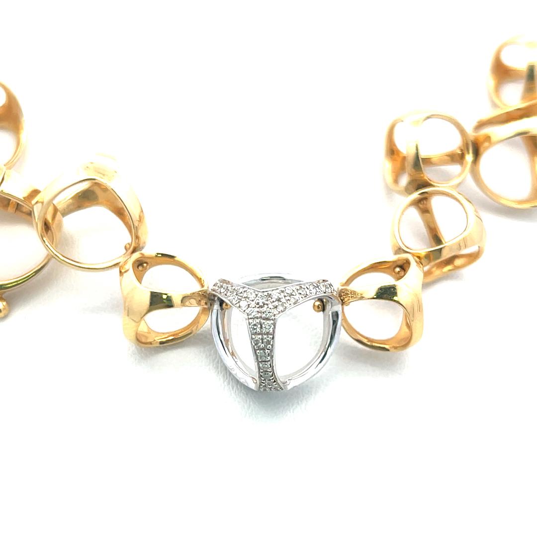 Di Modolo 18K Two-Tone Gold Link Necklace & Earrings  0.6ct Round H SI1 Diamonds
