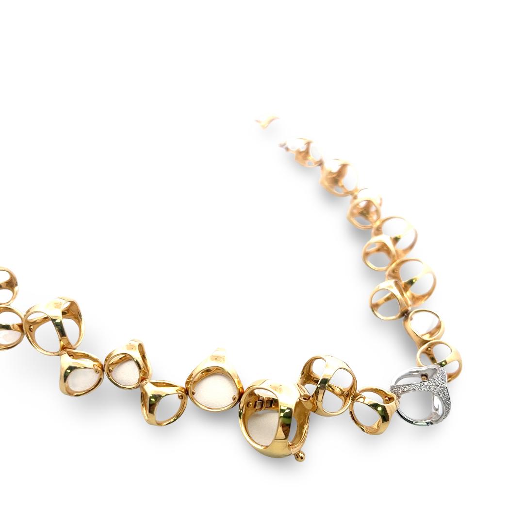 Di Modolo 18K Two-Tone Gold Link Necklace & Earrings  0.6ct Round H SI1 Diamonds