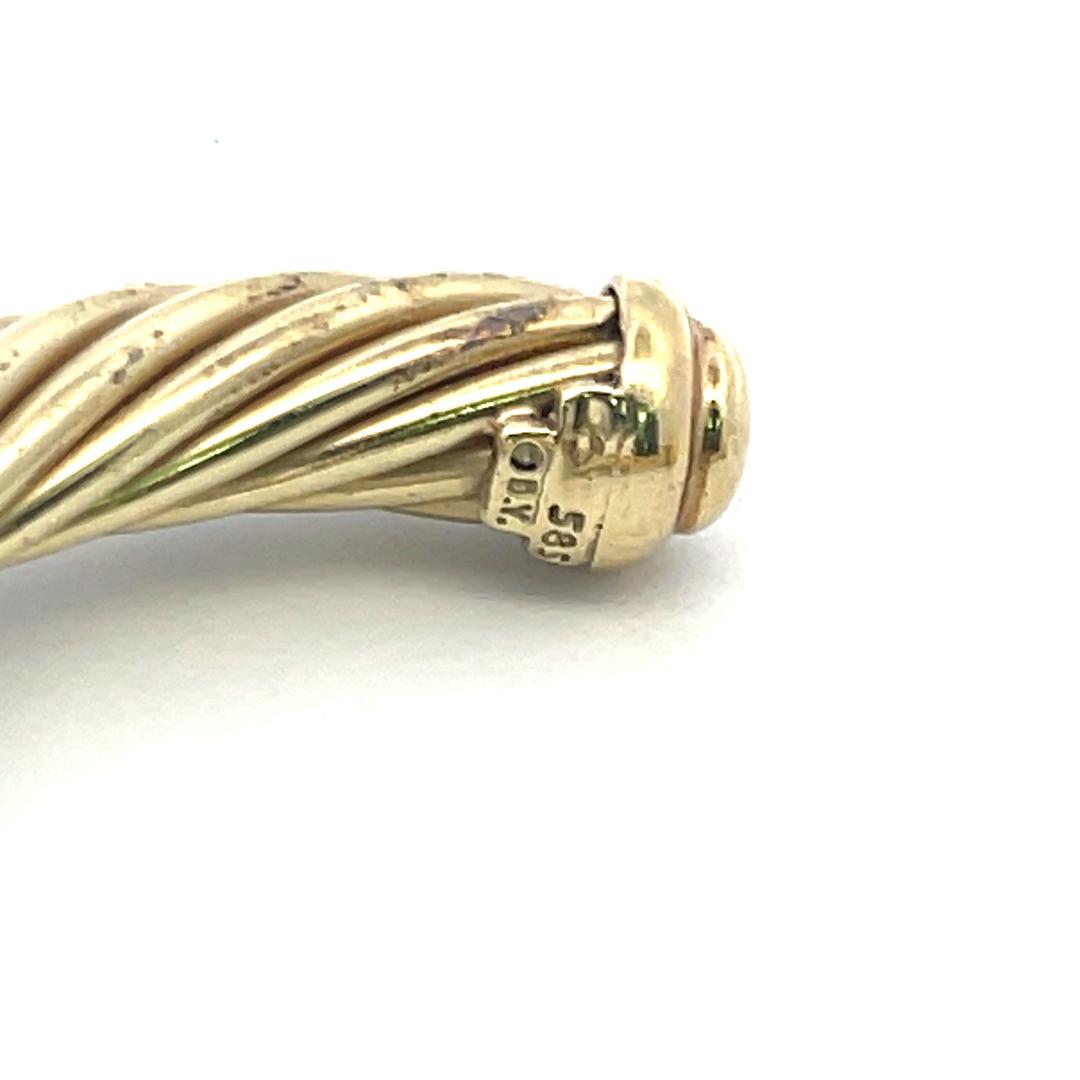 David Yurman 3.50 Carat Princess Cut Garnet 14 Karat Yellow Gold Cuff Bracelet