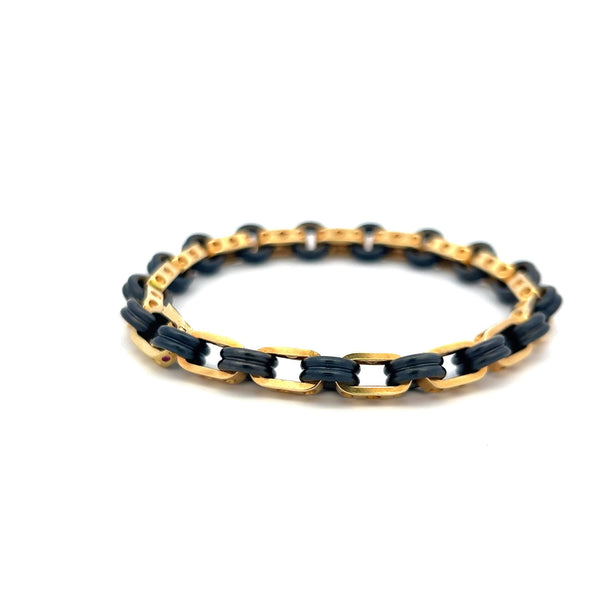 Vintage Roberto Coin Pois Moi 18K Yellow Gold & Rubber Bracelet – Iconic Design