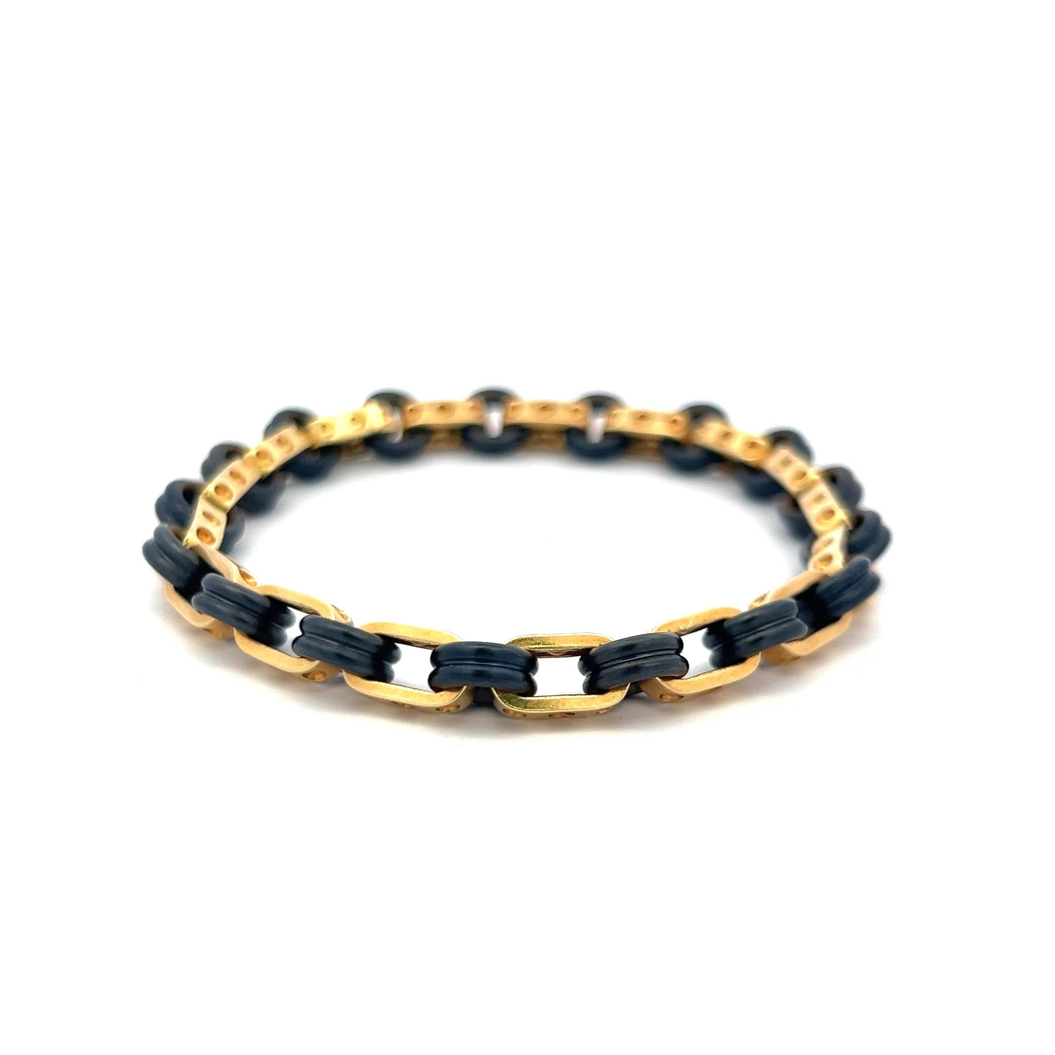 Vintage Roberto Coin Pois Moi 18K Yellow Gold & Rubber Bracelet – Iconic Design