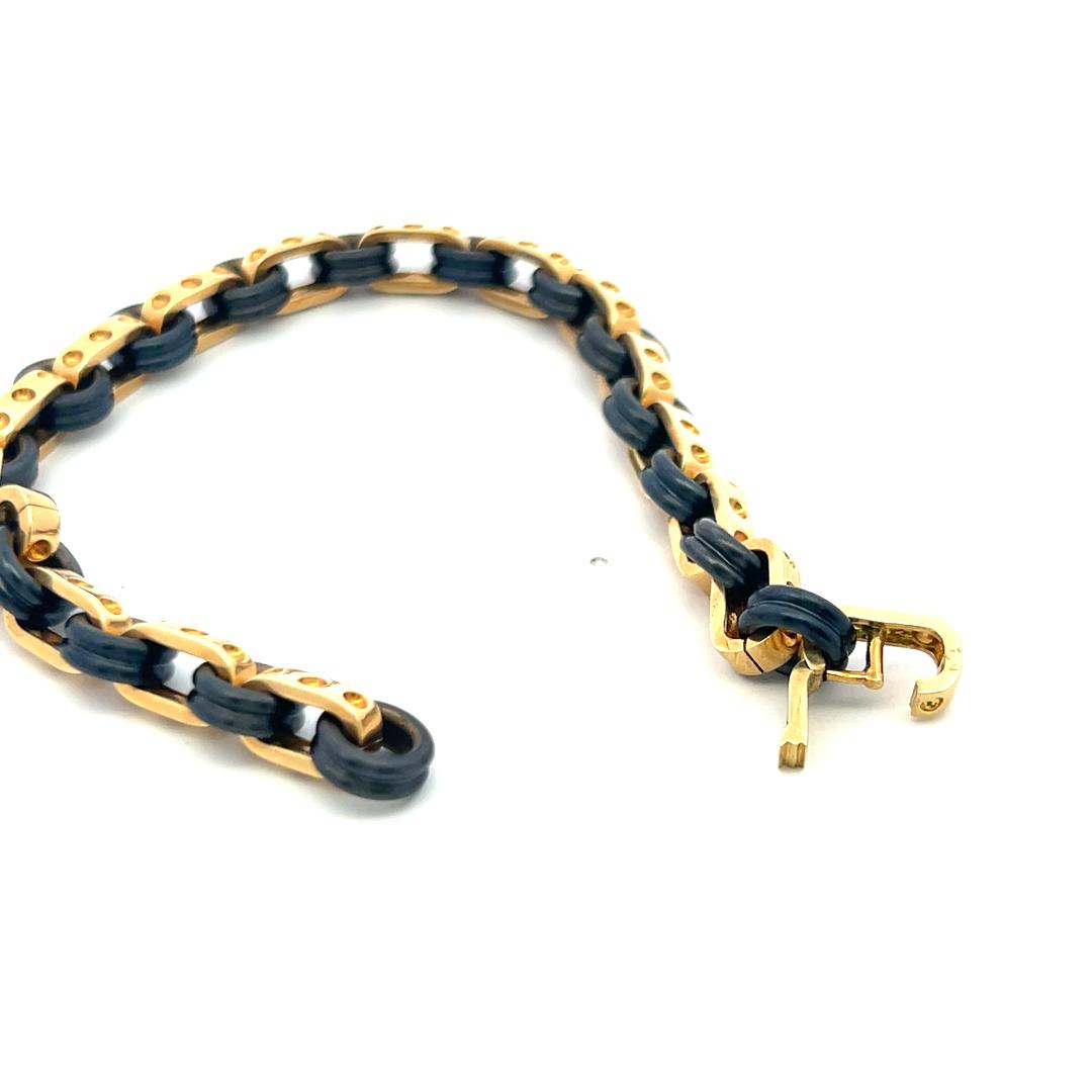 Vintage Roberto Coin Pois Moi 18K Yellow Gold & Rubber Bracelet – Iconic Design