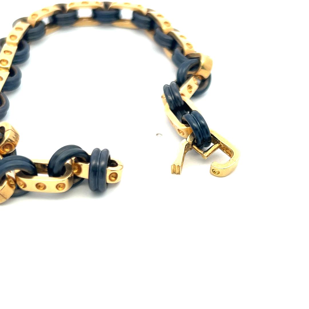 Vintage Roberto Coin Pois Moi 18K Yellow Gold & Rubber Bracelet – Iconic Design