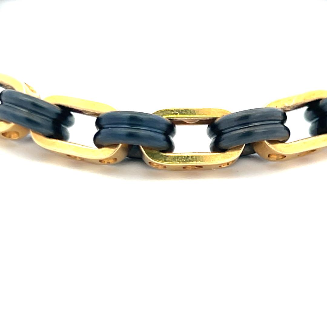 Vintage Roberto Coin Pois Moi 18K Yellow Gold & Rubber Bracelet – Iconic Design