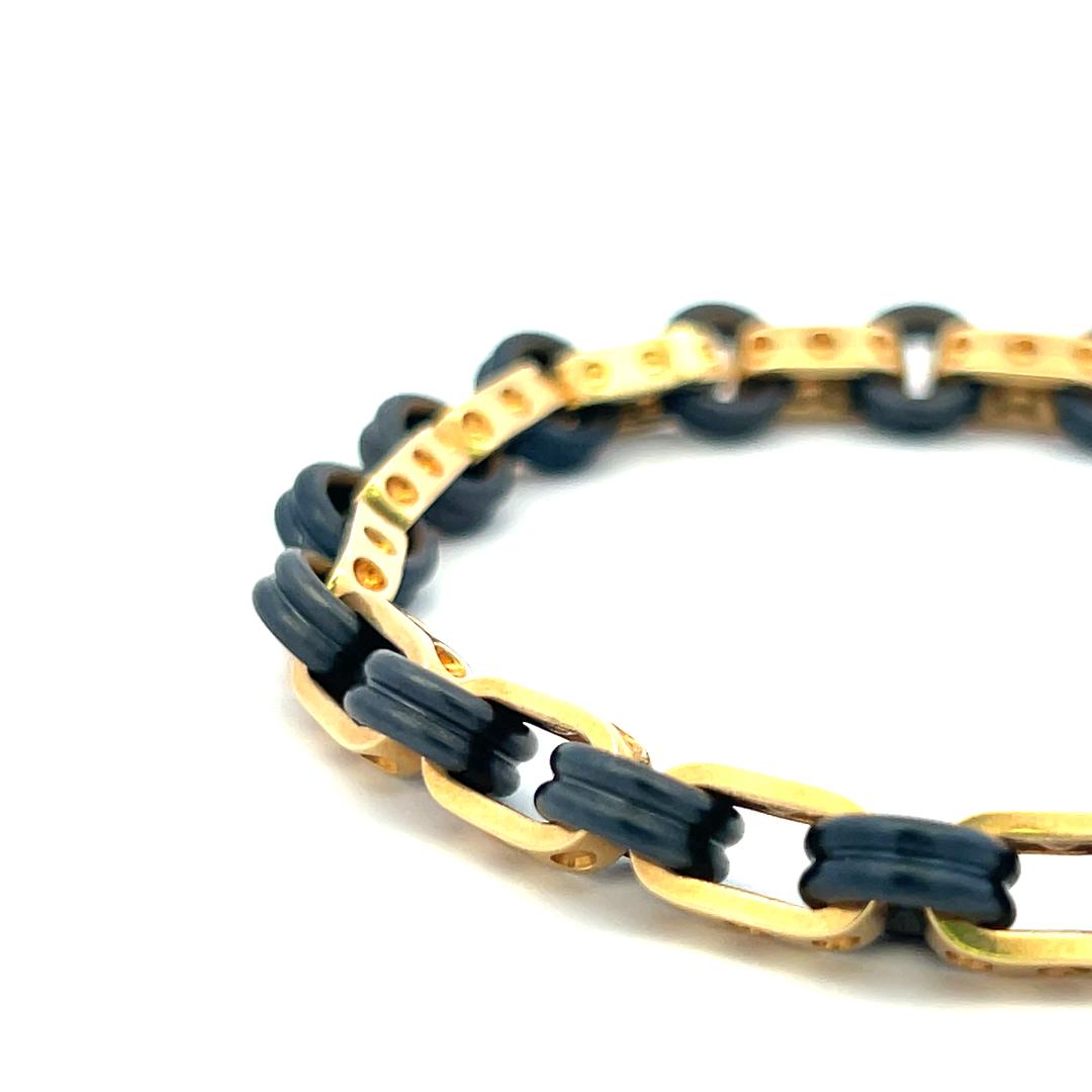 Vintage Roberto Coin Pois Moi 18K Yellow Gold & Rubber Bracelet – Iconic Design