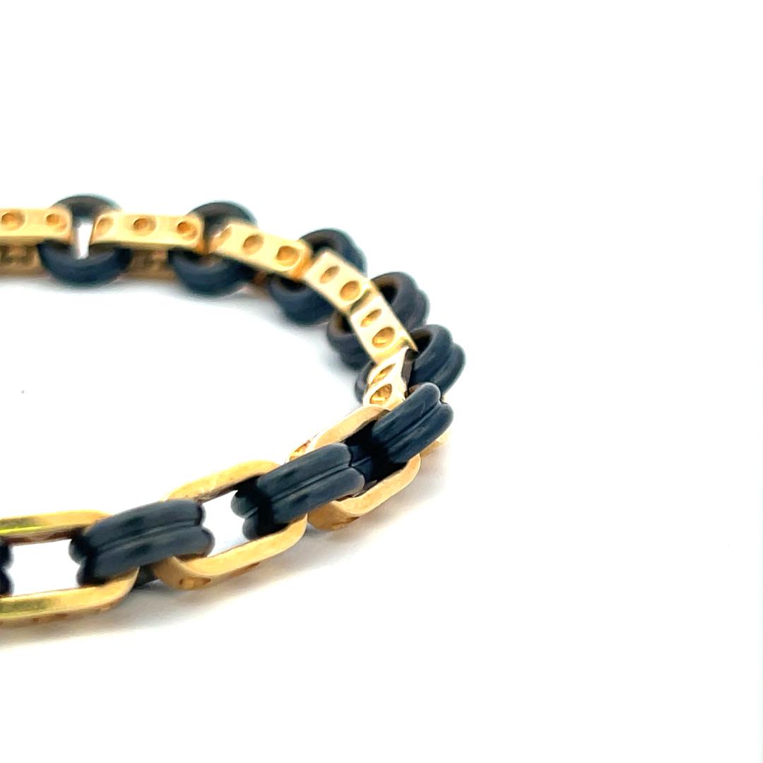 Vintage Roberto Coin Pois Moi 18K Yellow Gold & Rubber Bracelet – Iconic Design