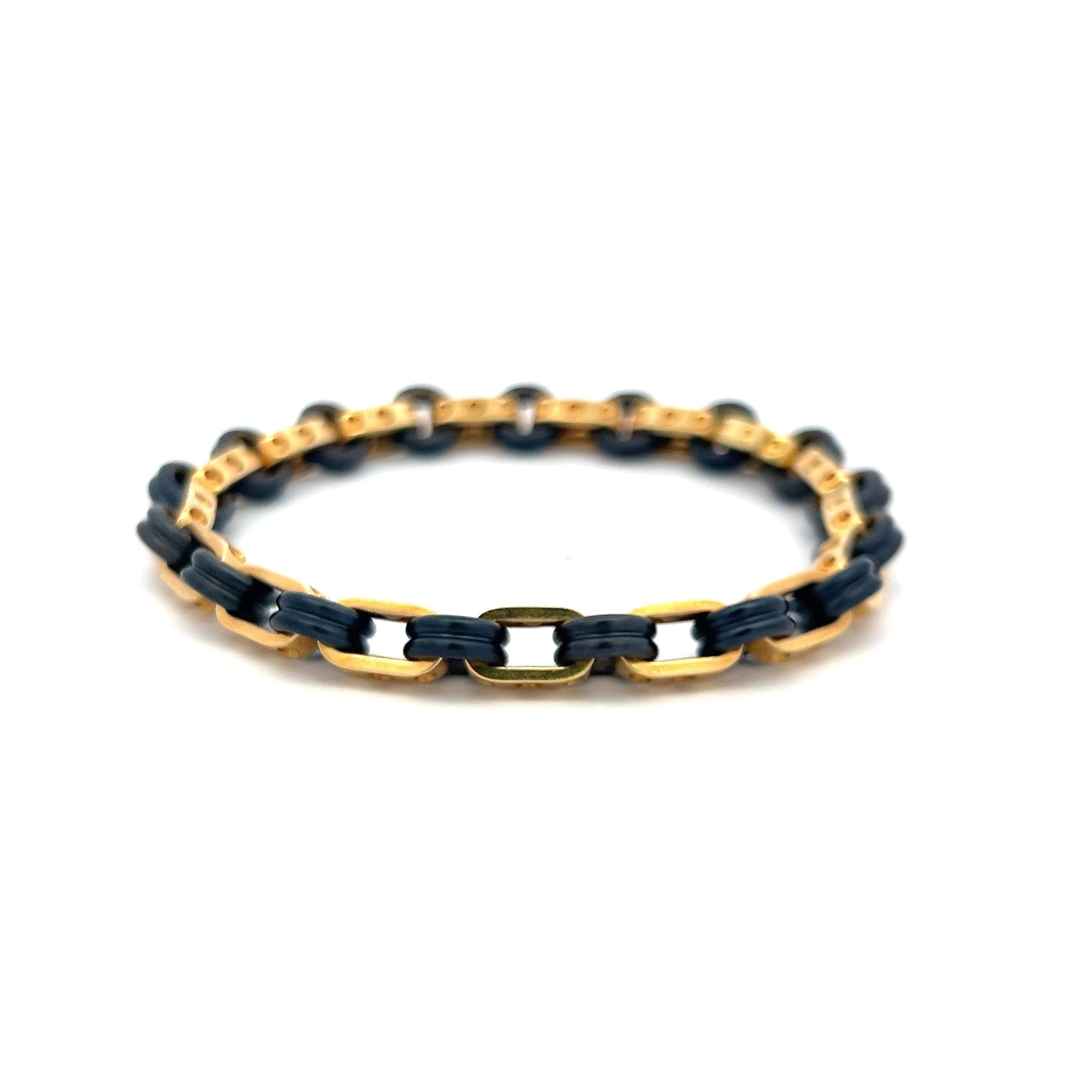 Vintage Roberto Coin Pois Moi 18K Yellow Gold & Rubber Bracelet – Iconic Design