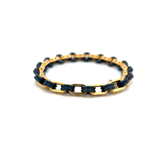 Vintage Roberto Coin Pois Moi 18K Yellow Gold & Rubber Bracelet – Iconic Design