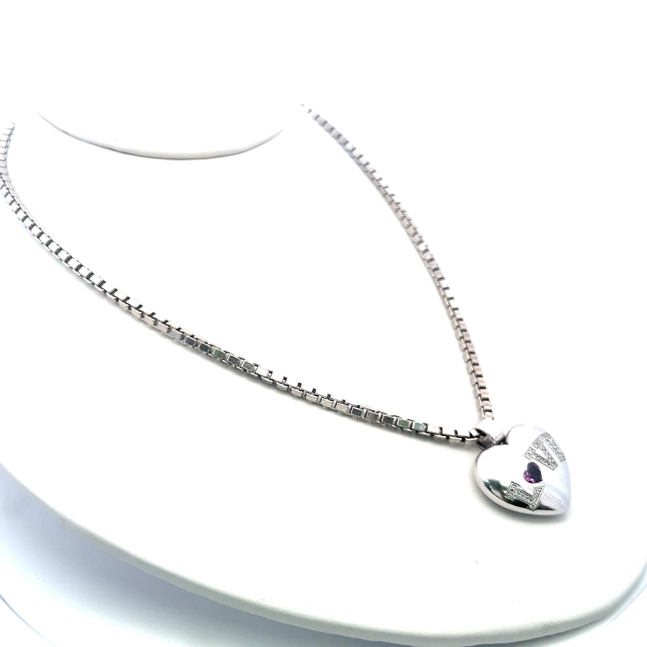 Chopard 0.50ct Tourmaline & 0.20ct Diamond Heart Pendant in 18K White Gold