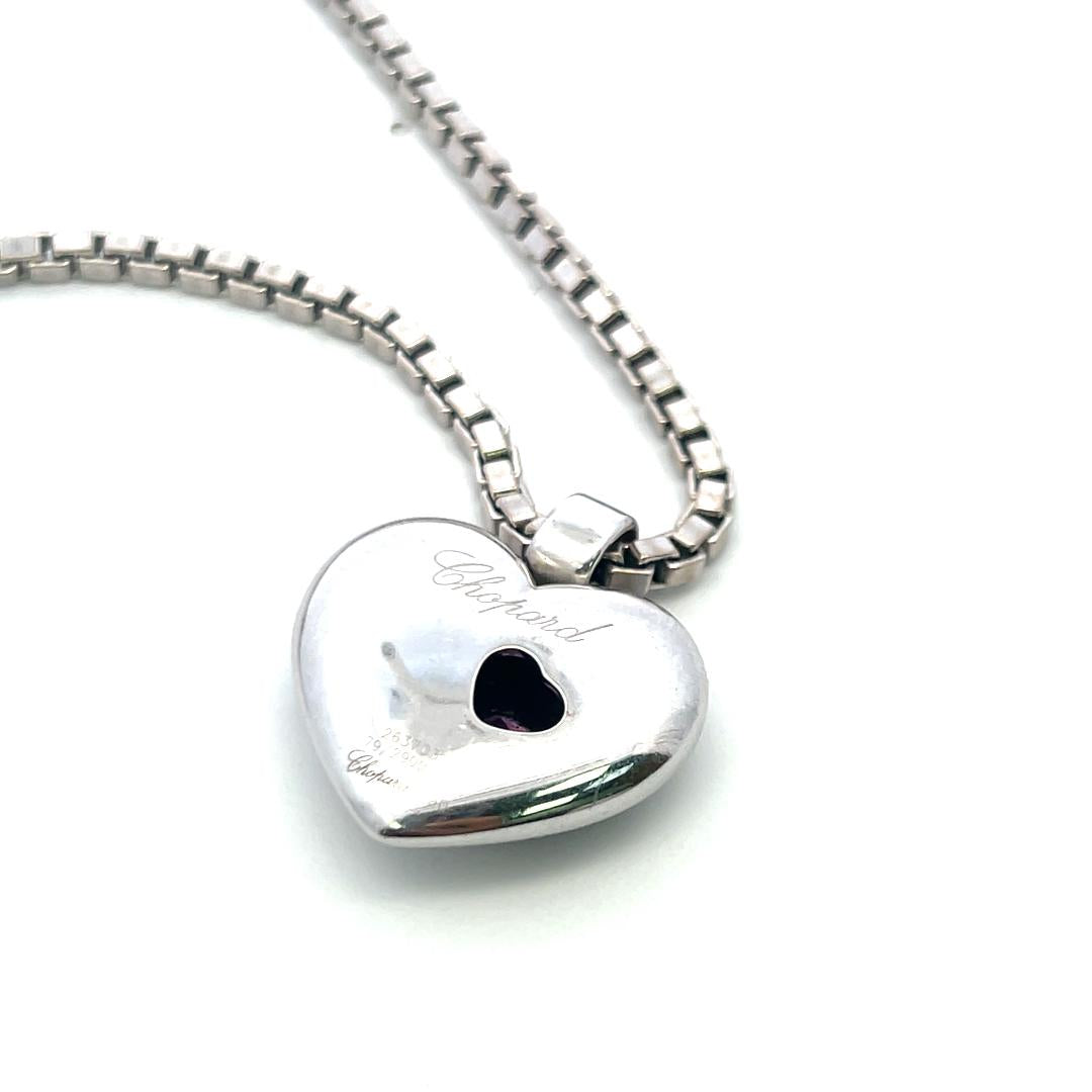 Chopard 0.50ct Tourmaline & 0.20ct Diamond Heart Pendant in 18K White Gold