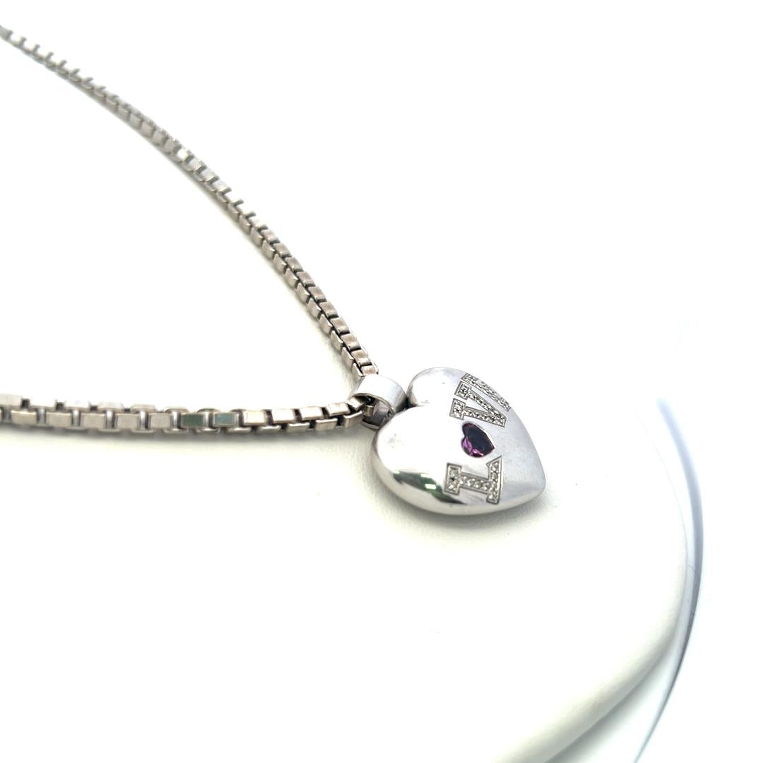 Chopard 0.50ct Tourmaline & 0.20ct Diamond Heart Pendant in 18K White Gold