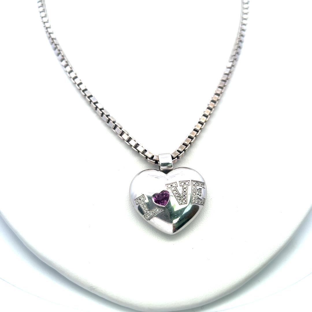 Chopard 0.50ct Tourmaline & 0.20ct Diamond Heart Pendant in 18K White Gold