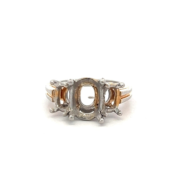 Oscar Heyman Platinum Semi-Mount Three Stone Ring Cent 2ct sides 5.5-3 MM