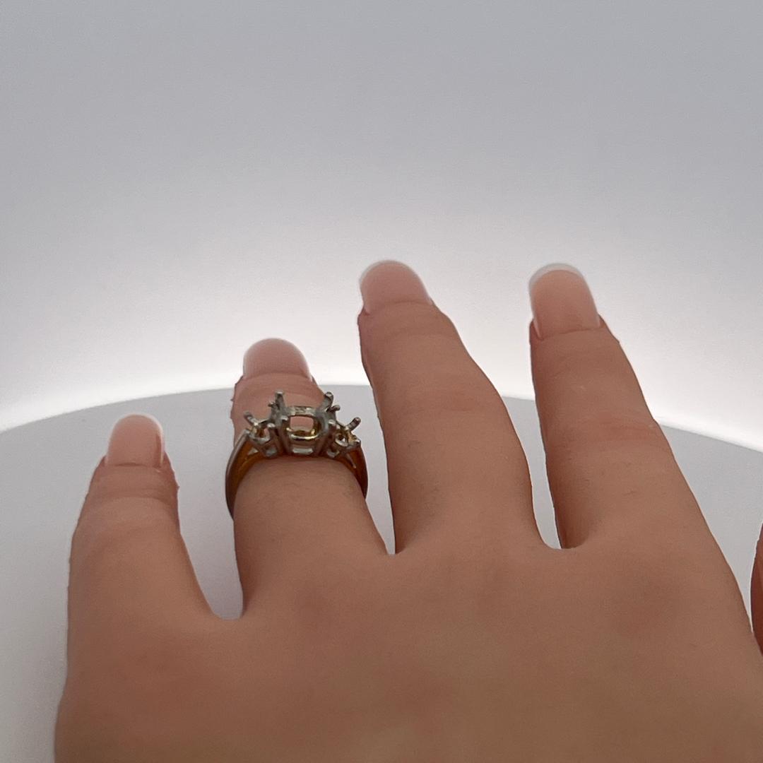 Oscar Heyman Platinum Semi-Mount Three Stone Ring Cent 2ct sides 5.5-3 MM