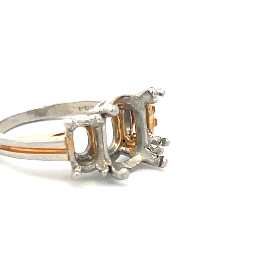 Oscar Heyman Platinum Semi-Mount Three Stone Ring Cent 2ct sides 5.5-3 MM