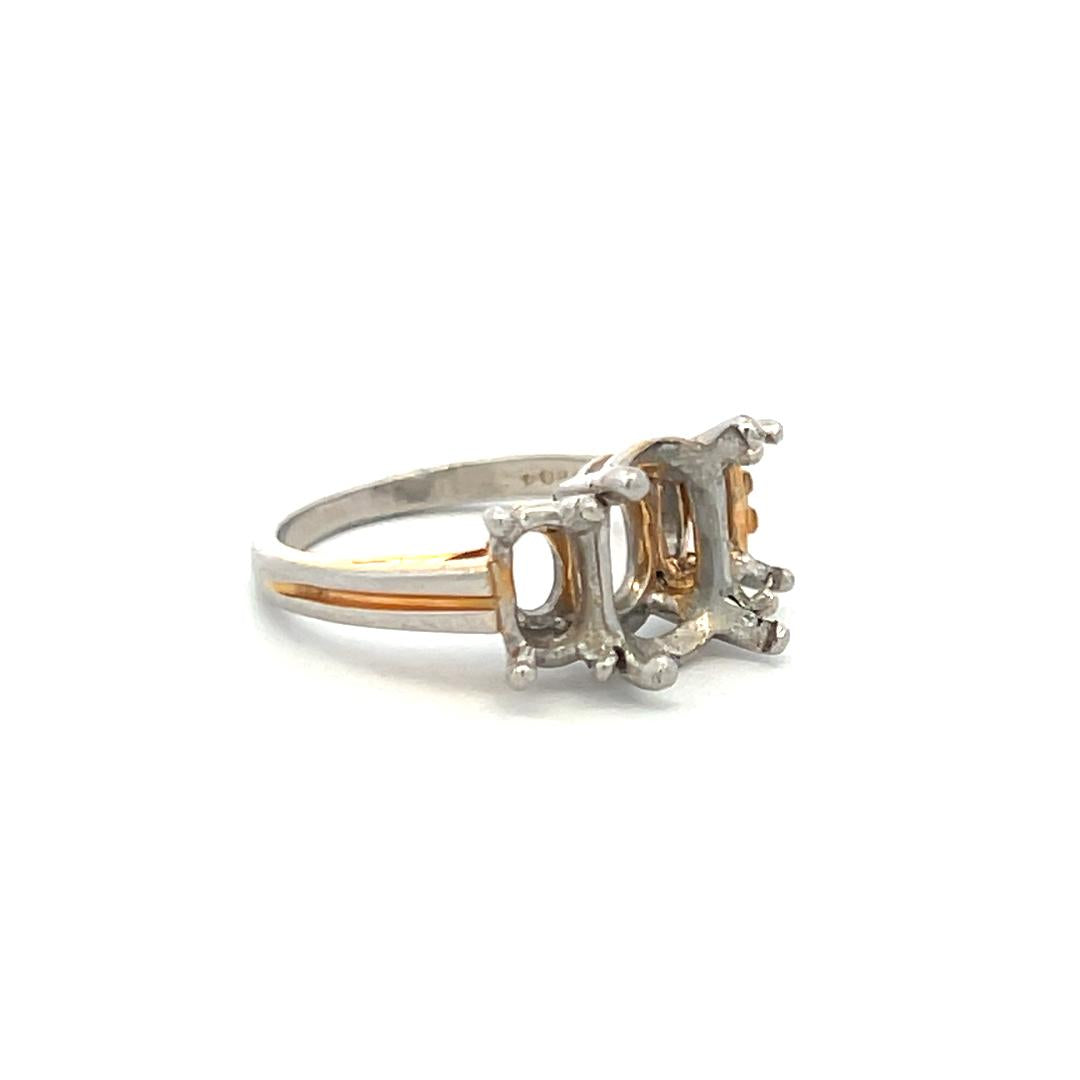 Oscar Heyman Platinum Semi-Mount Three Stone Ring Cent 2ct sides 5.5-3 MM