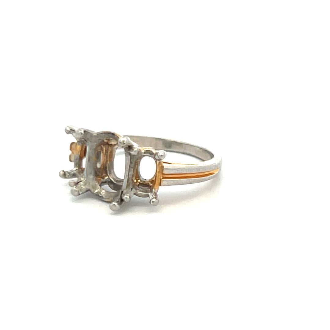 Oscar Heyman Platinum Semi-Mount Three Stone Ring Cent 2ct sides 5.5-3 MM