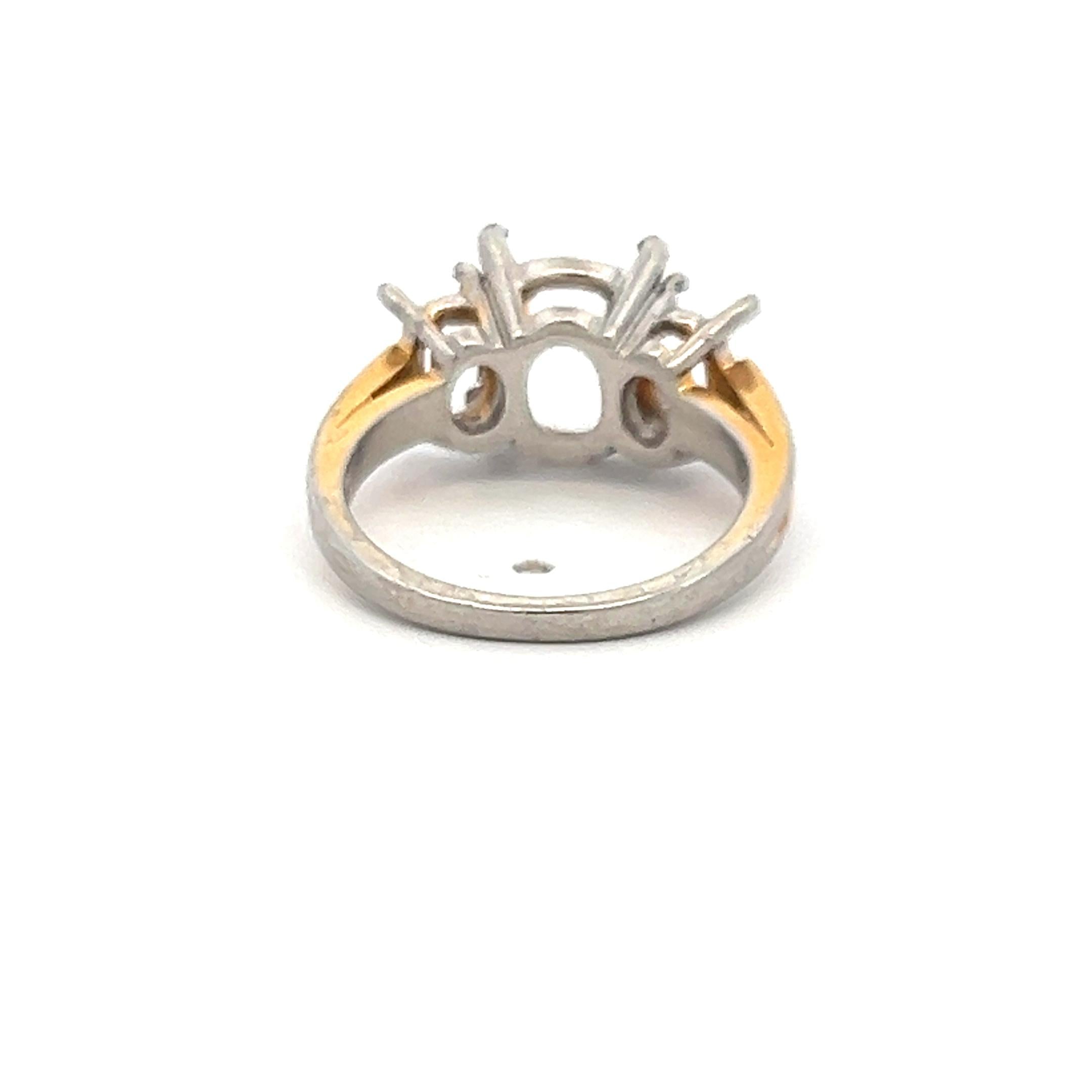 Oscar Heyman Platinum Semi-Mount Three Stone Ring Cent 2ct sides 5.5-3 MM