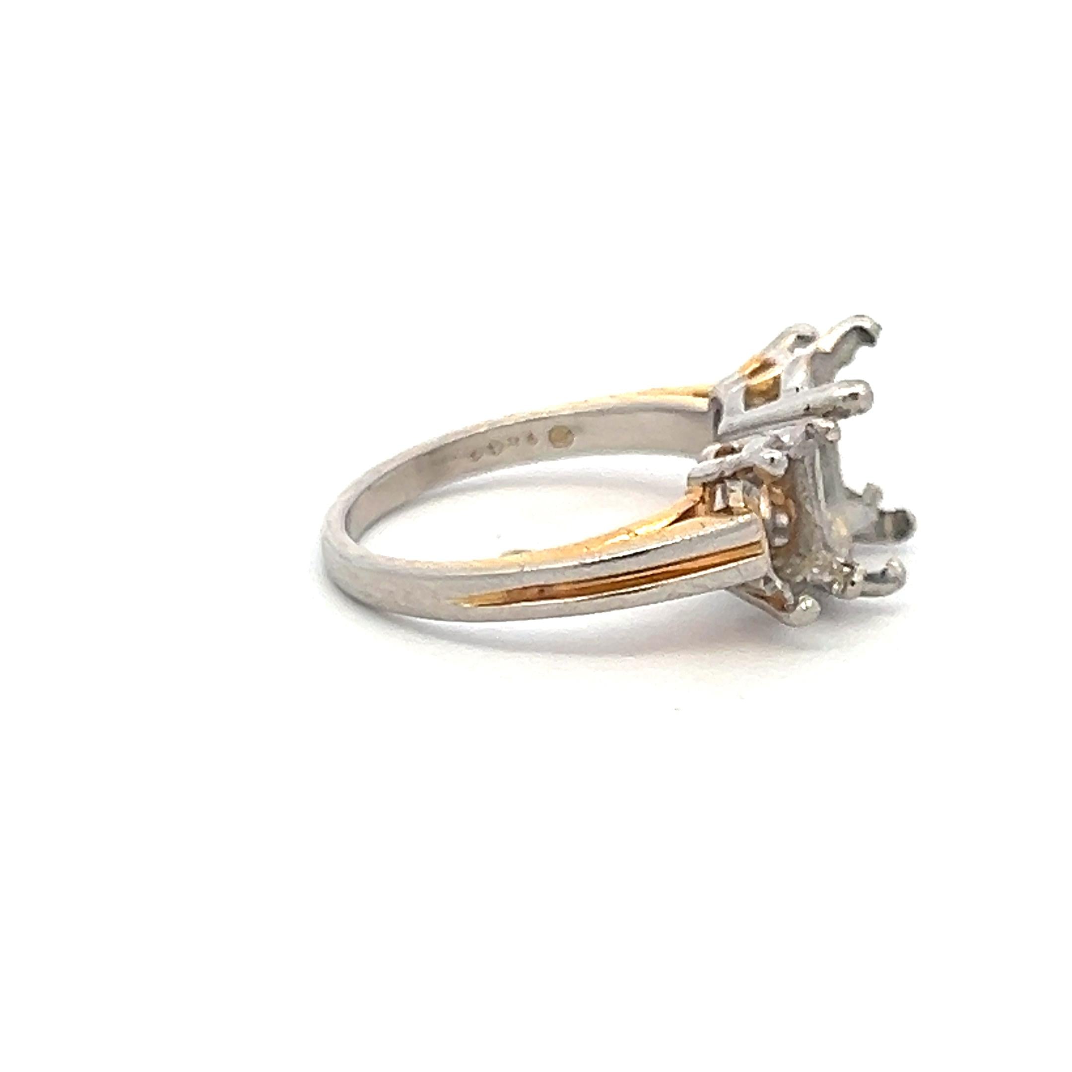 Oscar Heyman Platinum Semi-Mount Three Stone Ring Cent 2ct sides 5.5-3 MM