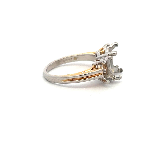 Oscar Heyman Platinum Semi-Mount Three Stone Ring Cent 2ct sides 5.5-3 MM