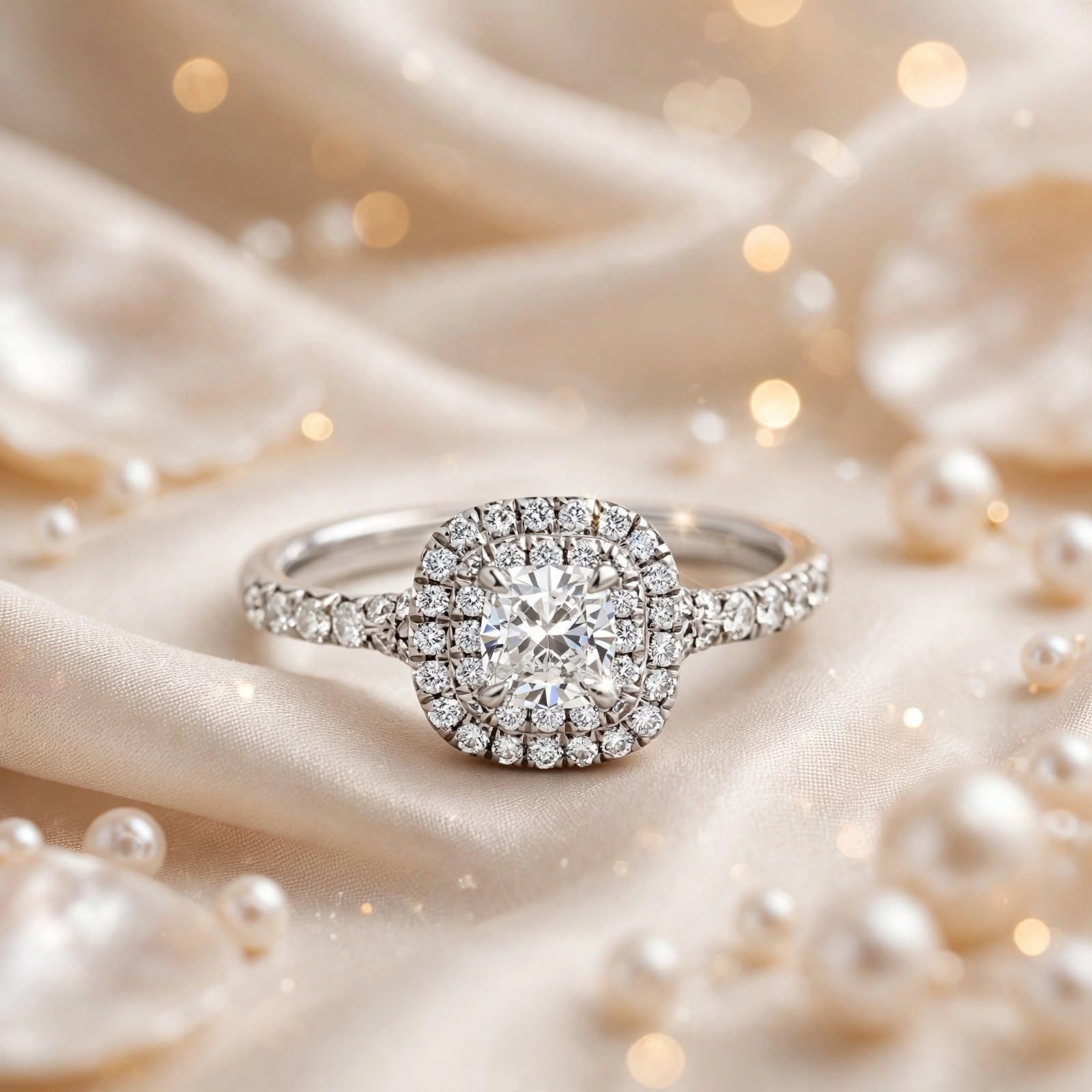 Tiffany & Co Vintage Platinum Halo Ring with 0.66ct Round Diamonds Size 6.5