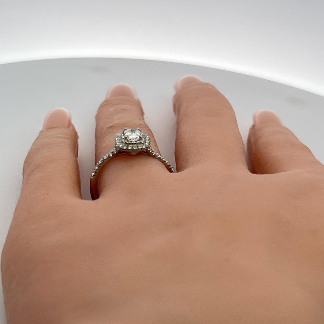 Tiffany & Co Vintage Platinum Halo Ring with 0.66ct Round Diamonds Size 6.5