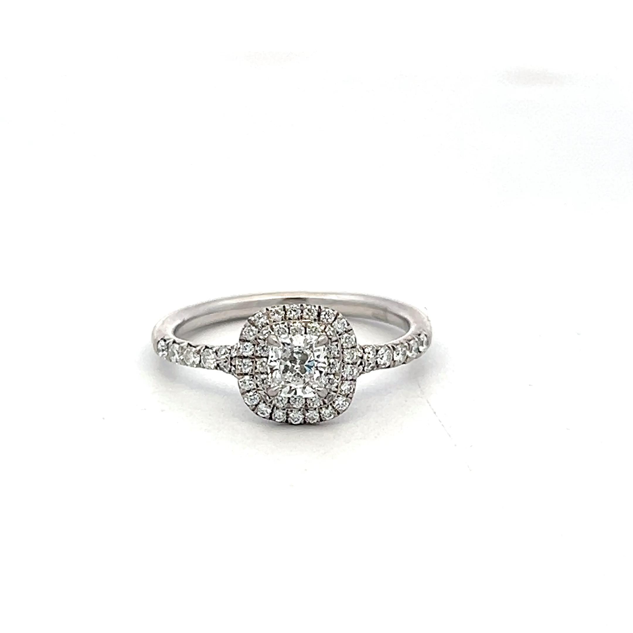 Tiffany & Co Vintage Platinum Halo Ring with 0.66ct Round Diamonds Size 6.5