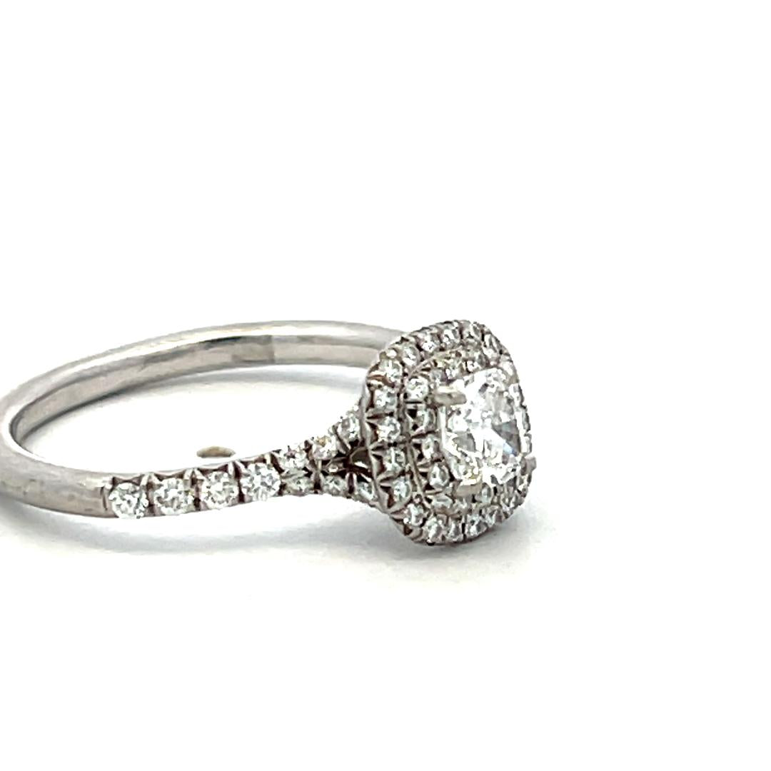 Tiffany & Co Vintage Platinum Halo Ring with 0.66ct Round Diamonds Size 6.5