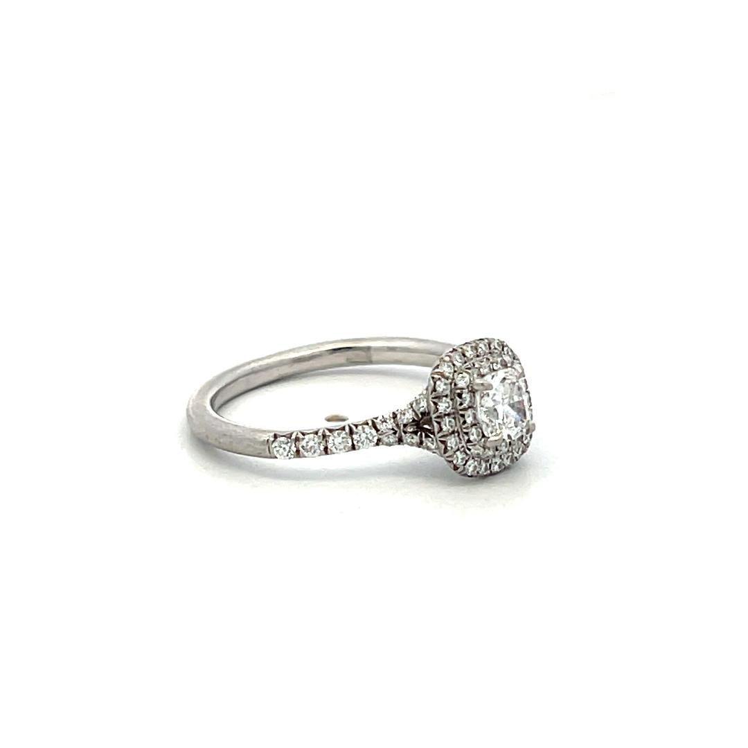 Tiffany & Co Vintage Platinum Halo Ring with 0.66ct Round Diamonds Size 6.5