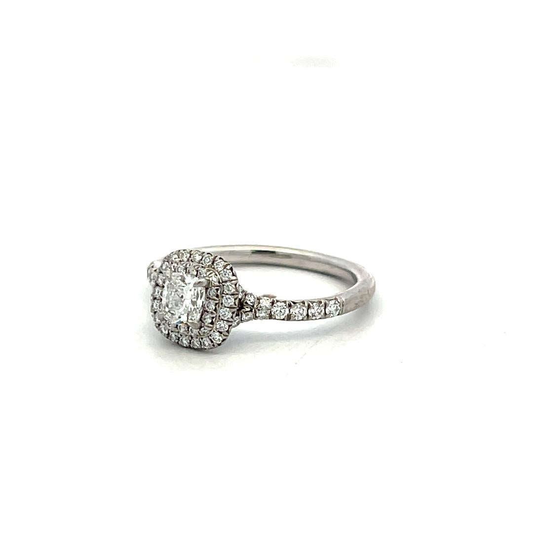 Tiffany & Co Vintage Platinum Halo Ring with 0.66ct Round Diamonds Size 6.5