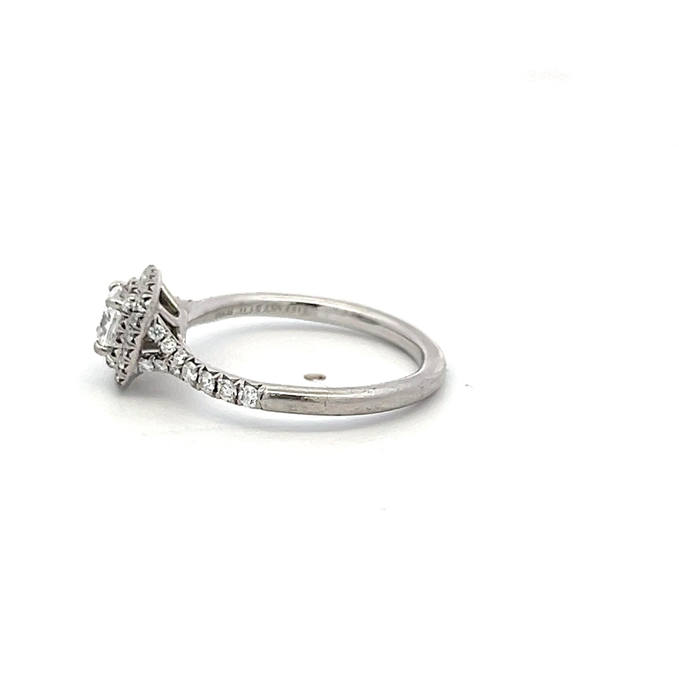 Tiffany & Co Vintage Platinum Halo Ring with 0.66ct Round Diamonds Size 6.5