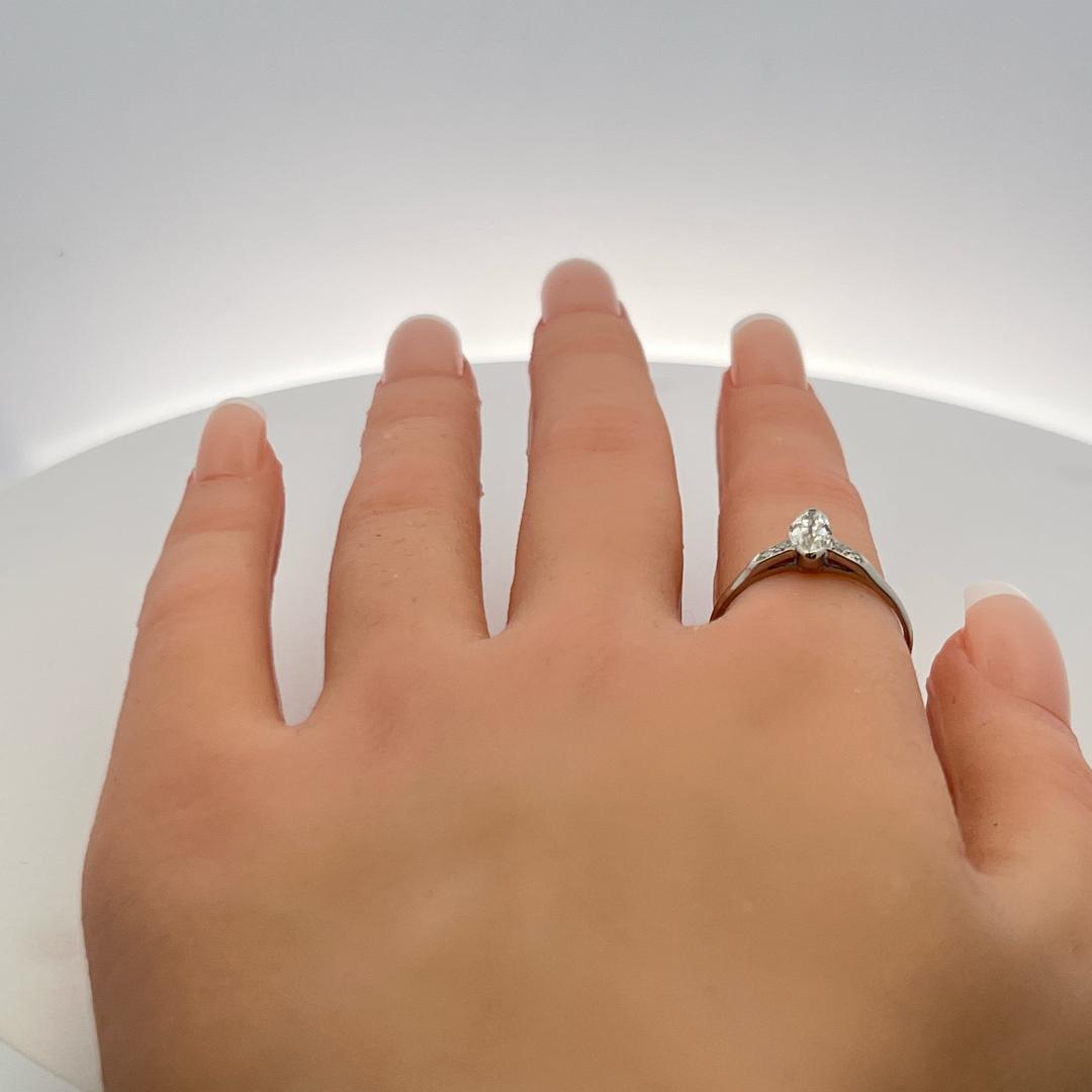 Platinum Engagement Ring with 0.48ct Marquis & Circular Diamonds H SI2 GIA