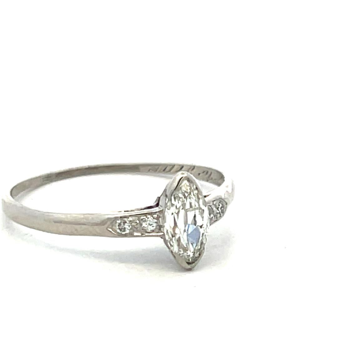 Platinum Engagement Ring with 0.48ct Marquis & Circular Diamonds H SI2 GIA