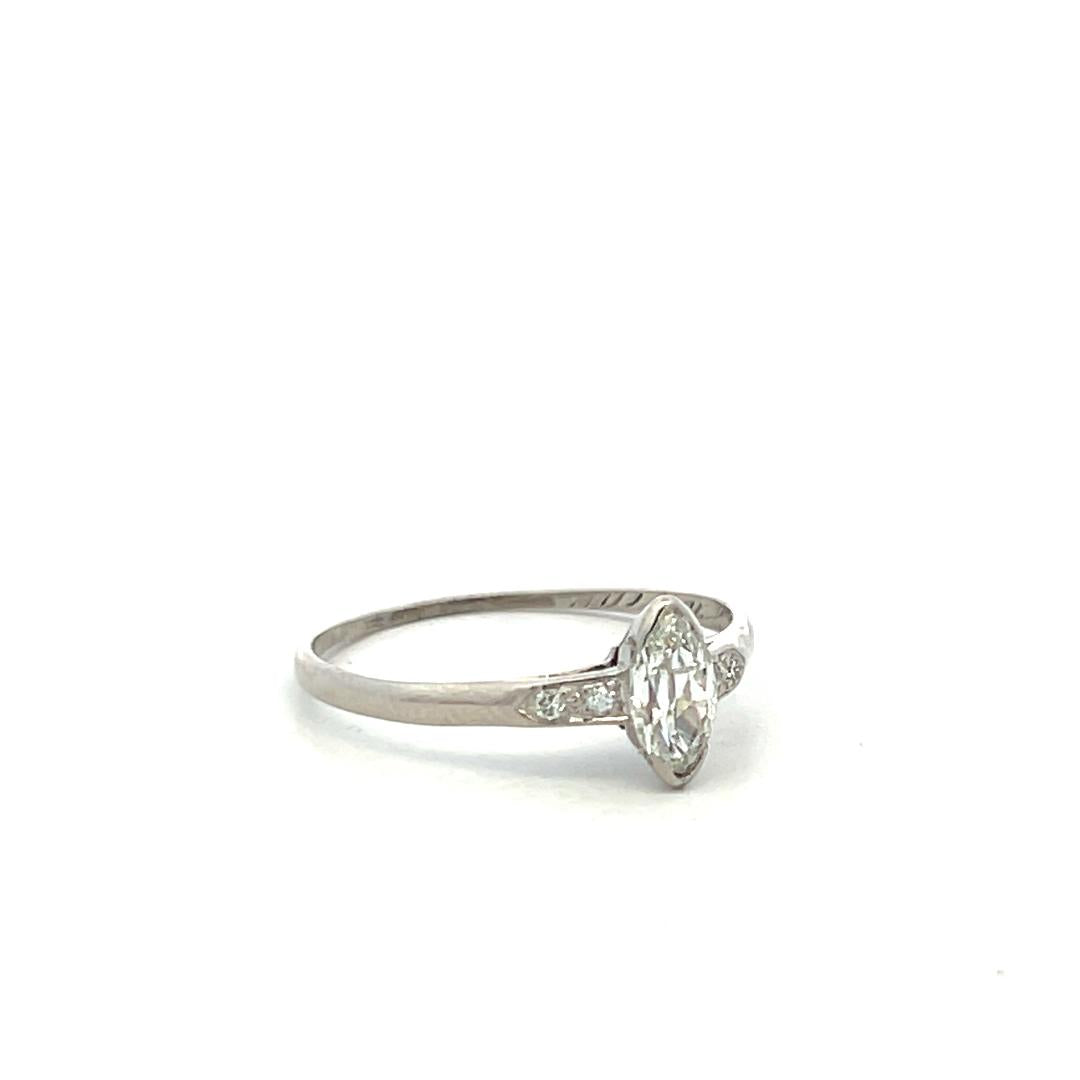 Platinum Engagement Ring with 0.48ct Marquis & Circular Diamonds H SI2 GIA
