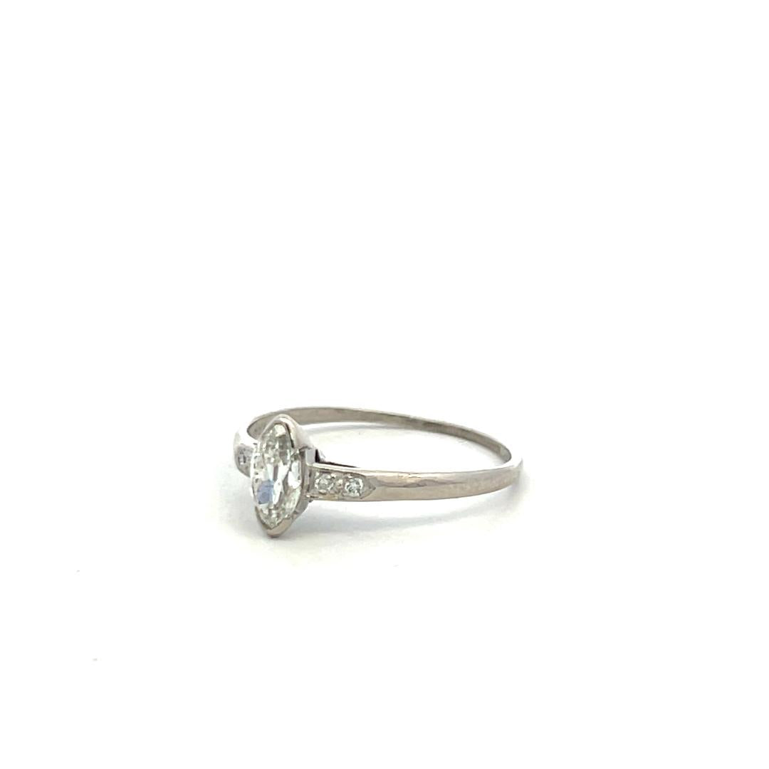 Platinum Engagement Ring with 0.48ct Marquis & Circular Diamonds H SI2 GIA