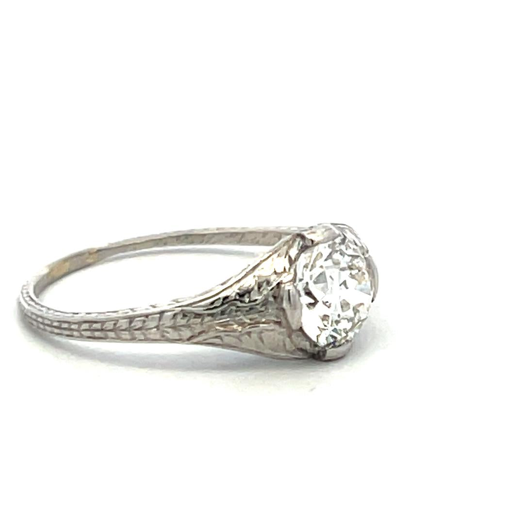 Vintage 1.02ct Circular Brilliant Cut Diamond Platinum Engagement Ring (I VS2)