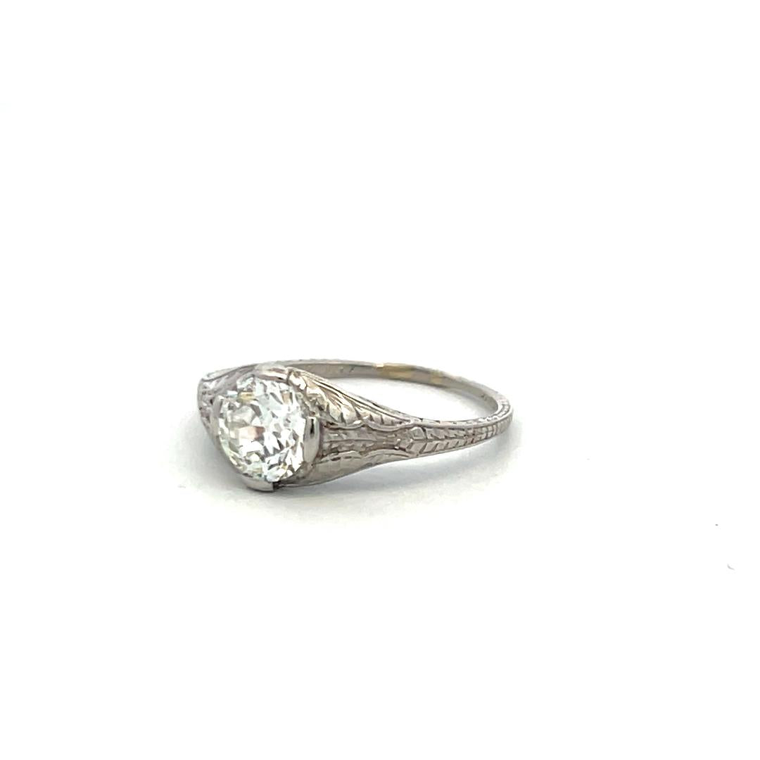 Vintage 1.02ct Circular Brilliant Cut Diamond Platinum Engagement Ring (I VS2)