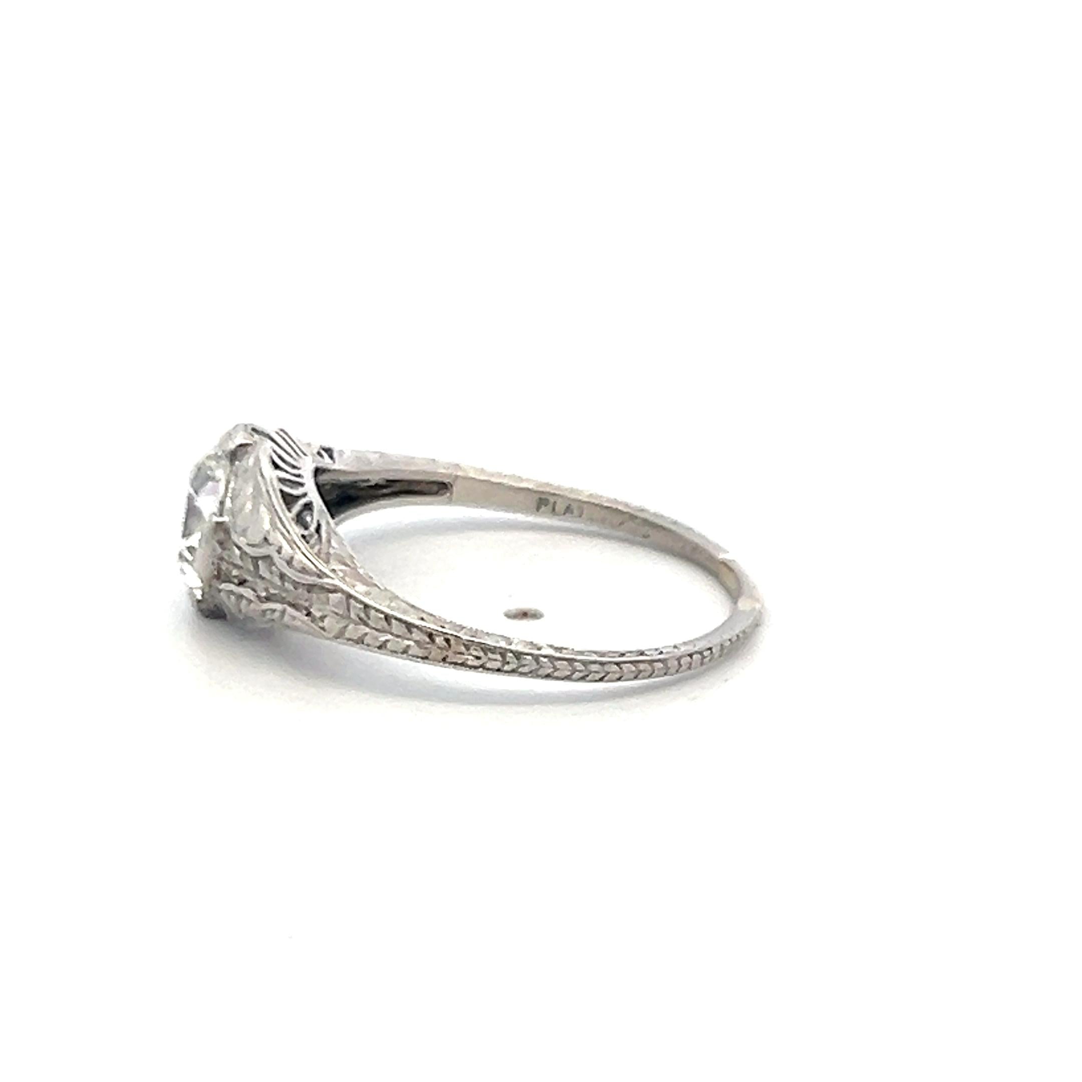 Vintage 1.02ct Circular Brilliant Cut Diamond Platinum Engagement Ring (I VS2)